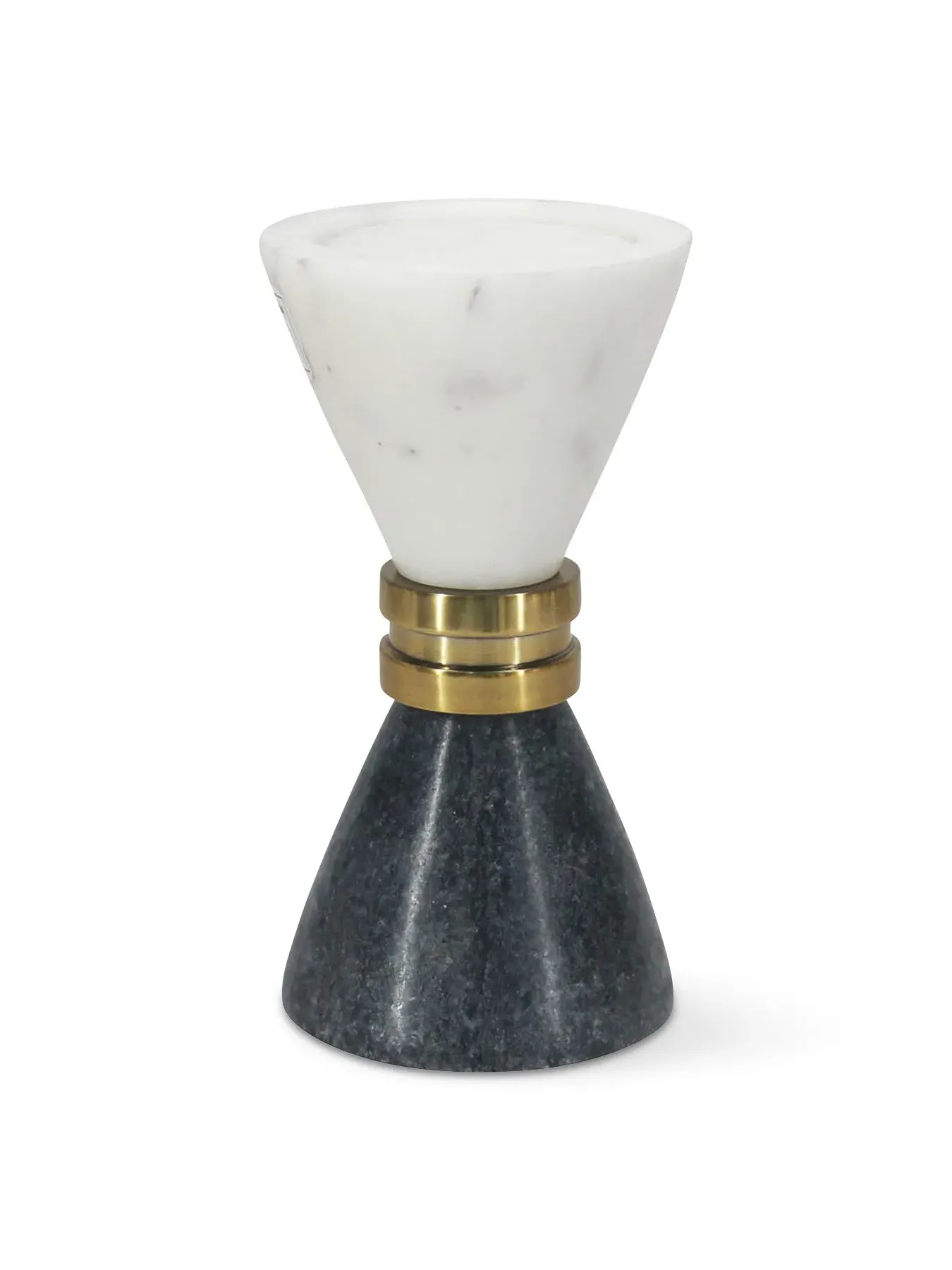 Marble Candle Holder with Brass Trim - White image