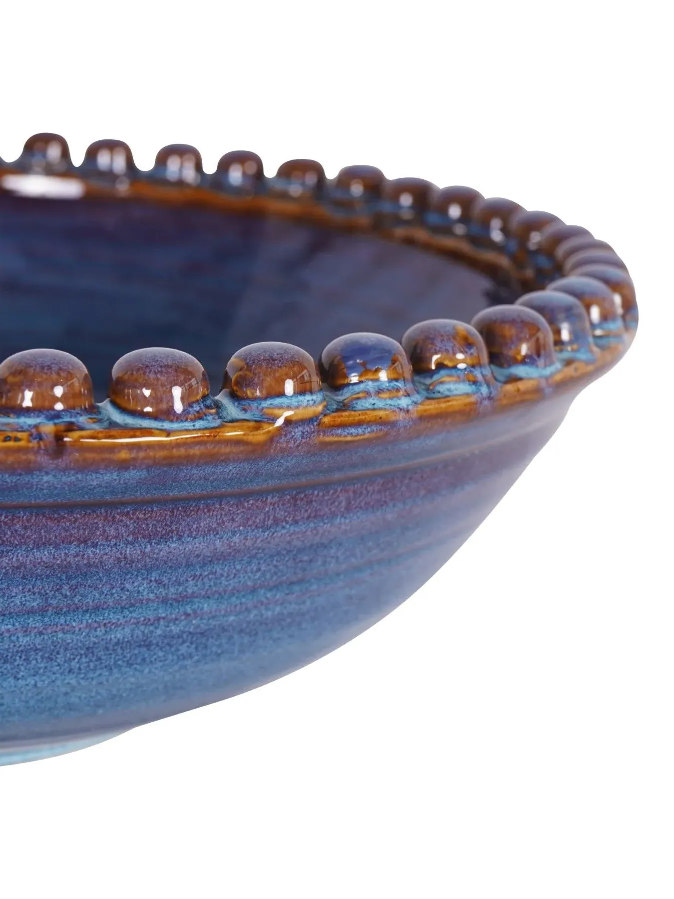 Mediterranean Ceramic Bowl - Blue, Reactive Glaze