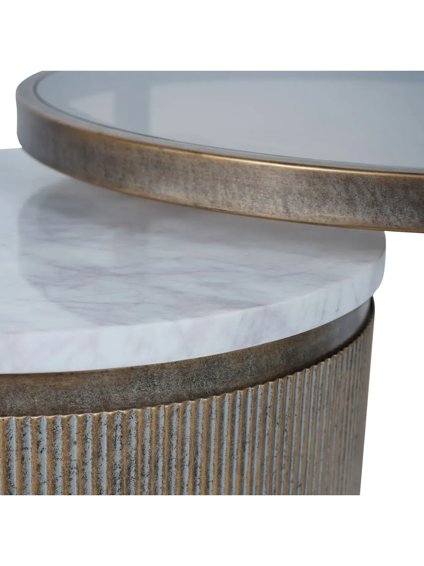 Nesting Side Tables Set of 2 - Gold, Glass