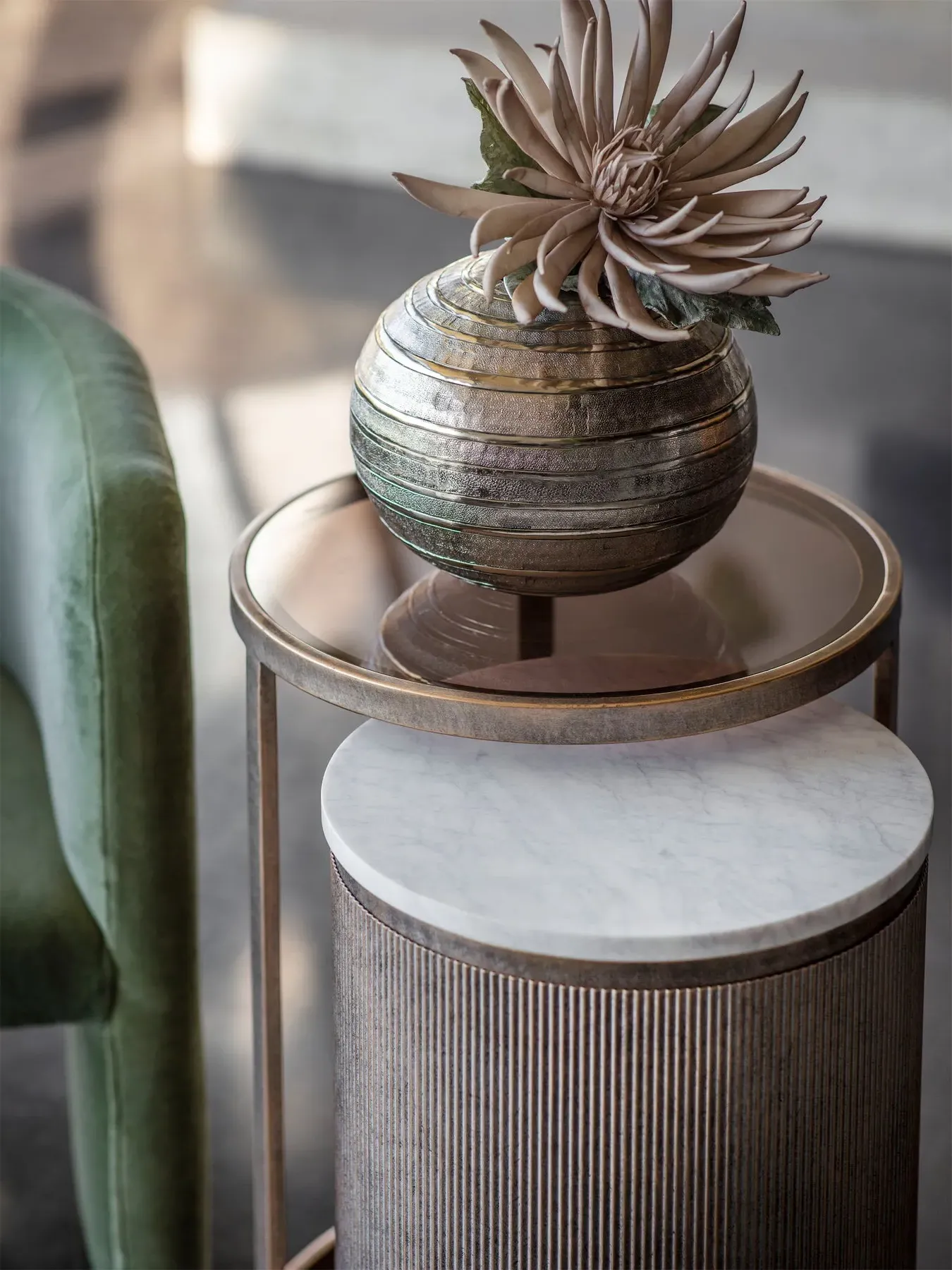 Nesting Side Tables Set of 2 - Gold, Glass