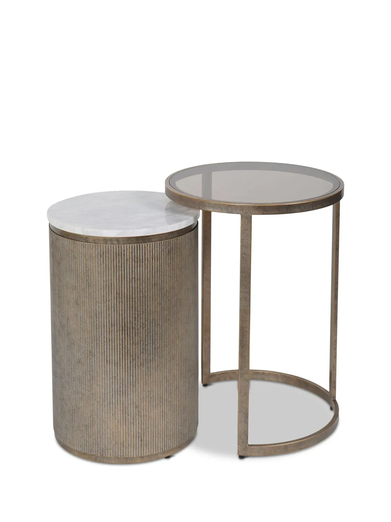 Nesting Side Tables Set of 2 - Gold, Glass image