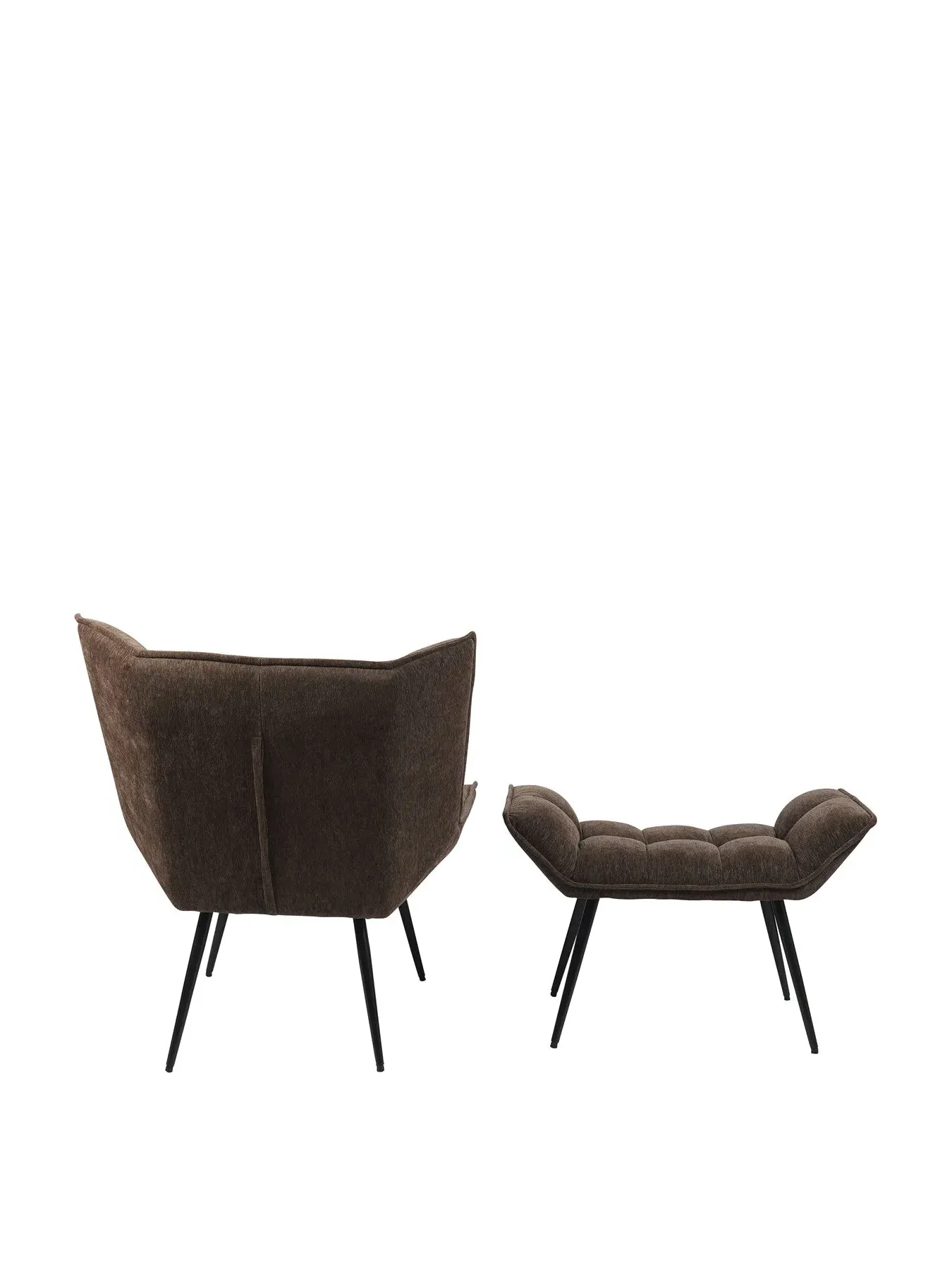 Occasional Chair with Footstool - Brown, Velvet