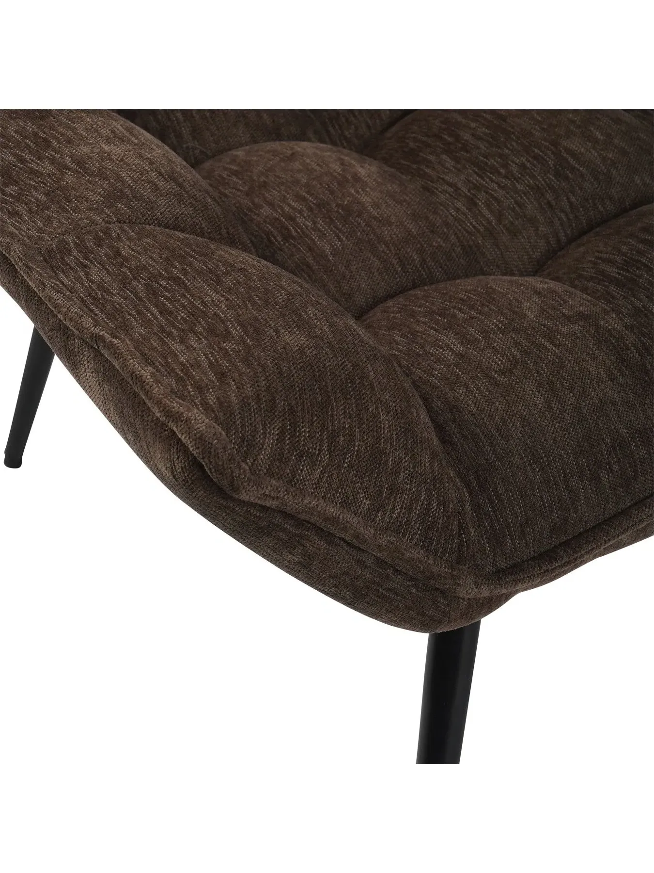 Occasional Chair with Footstool - Brown, Velvet