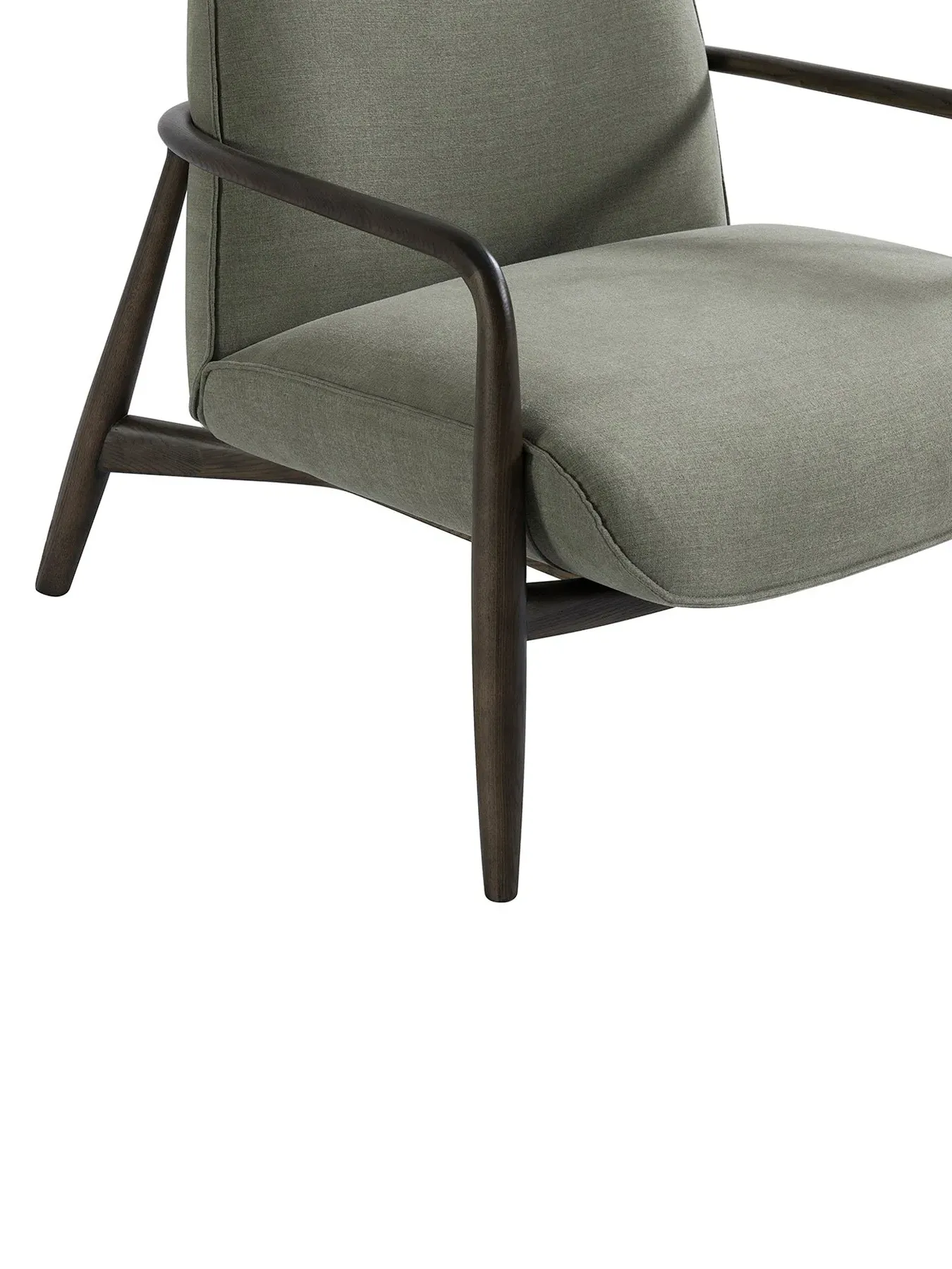 Occasional Chair with Wooden Arms - Green, Fabric