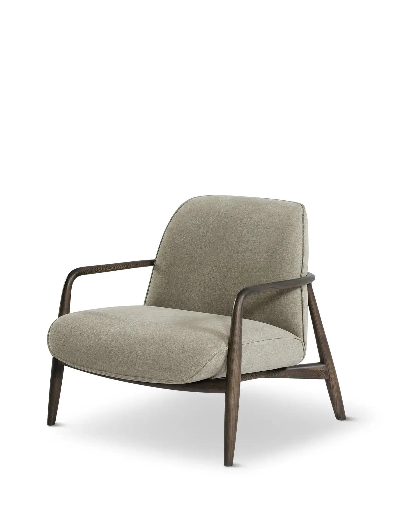 Occasional Chair with Wooden Arms - Green, Fabric image