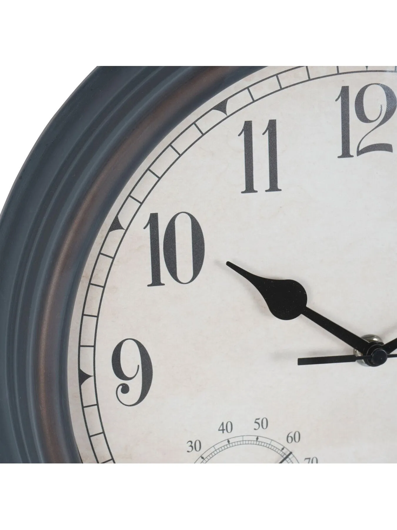Outdoor Clock with Temperature - Antique Brown, Metal
