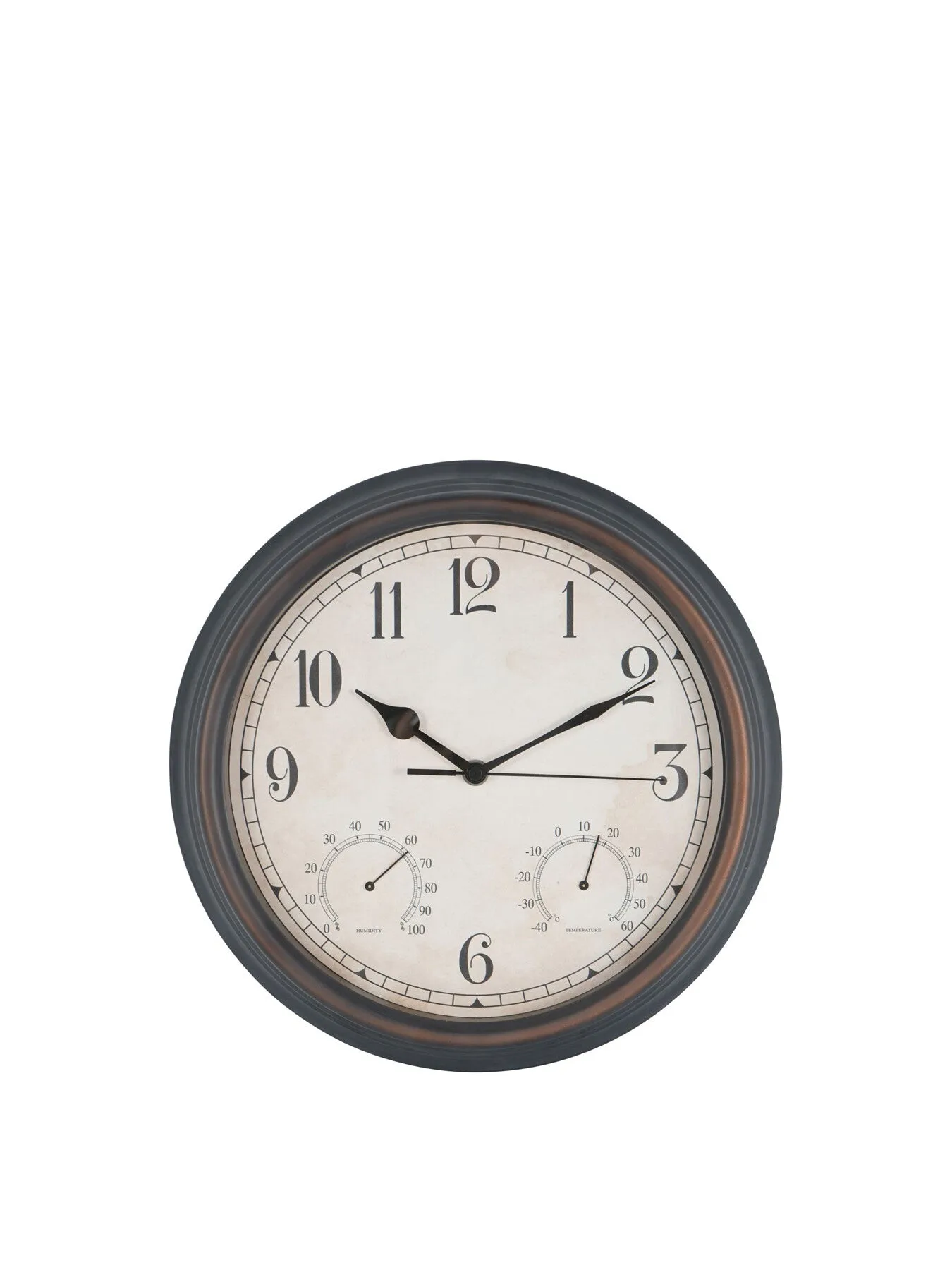 Outdoor Clock with Temperature - Antique Brown, Metal image
