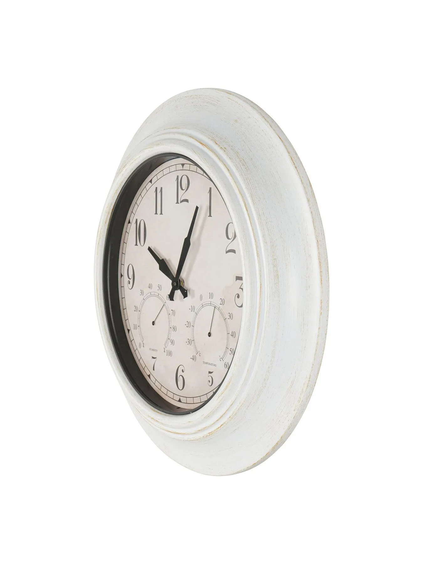 Outdoor Metal Clock with Weather Display - White