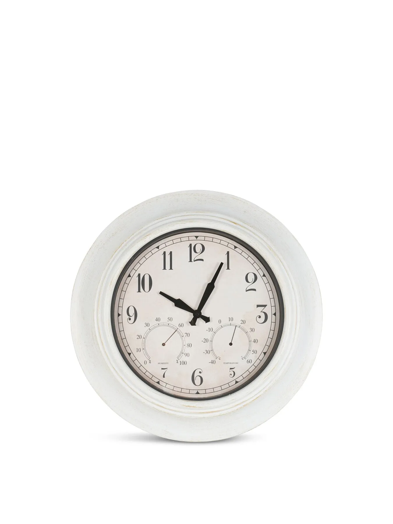 Outdoor Metal Clock with Weather Display - White image