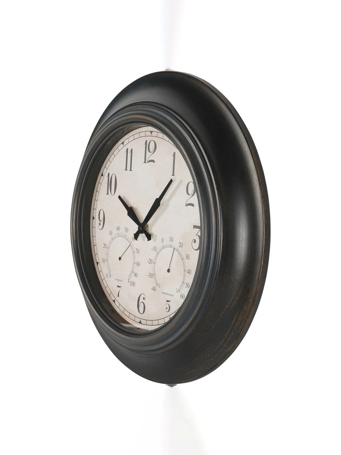 Outdoor Wall Clock with Weather Display - Black