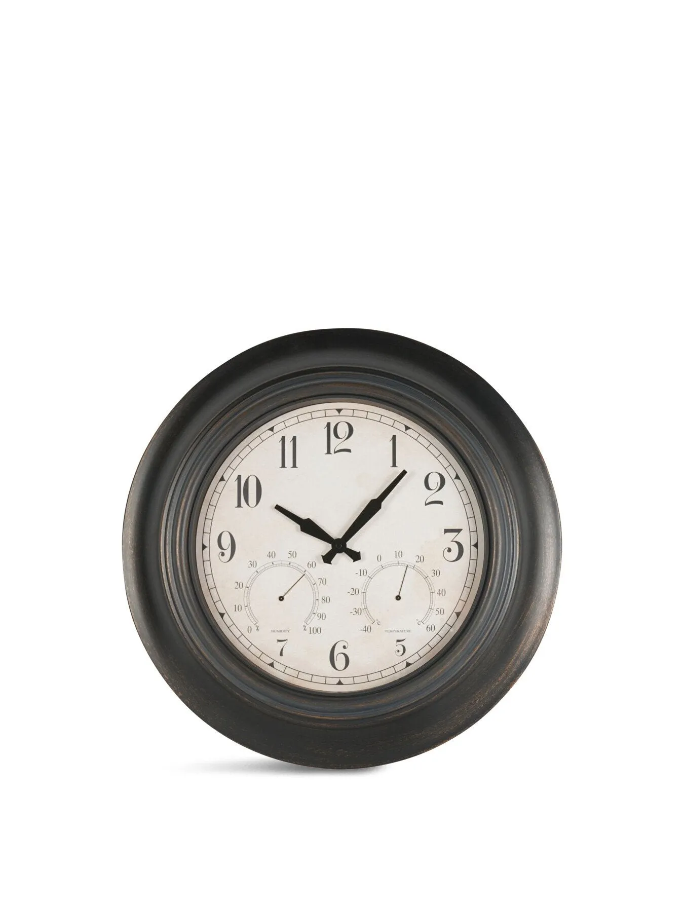 Outdoor Wall Clock with Weather Display - Black image