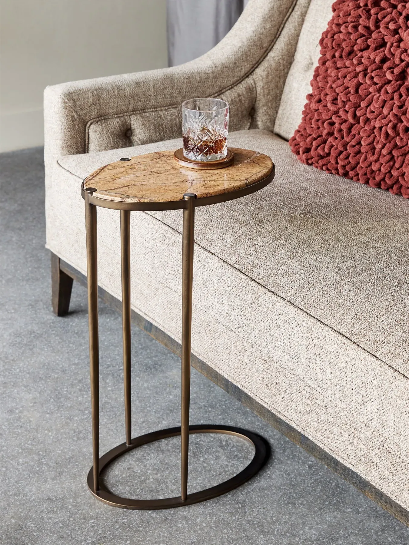 Oval Accent Table - Forest Brown, Marble