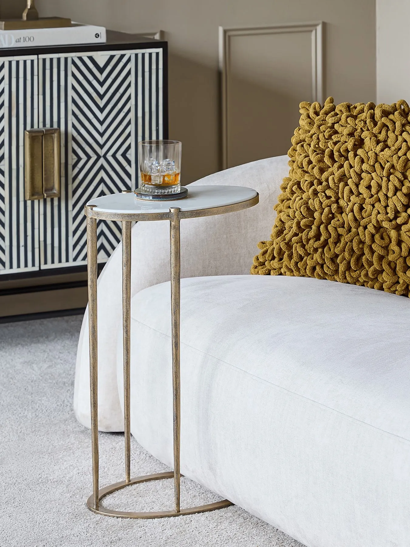 Oval Accent Table - White, Banswara Marble