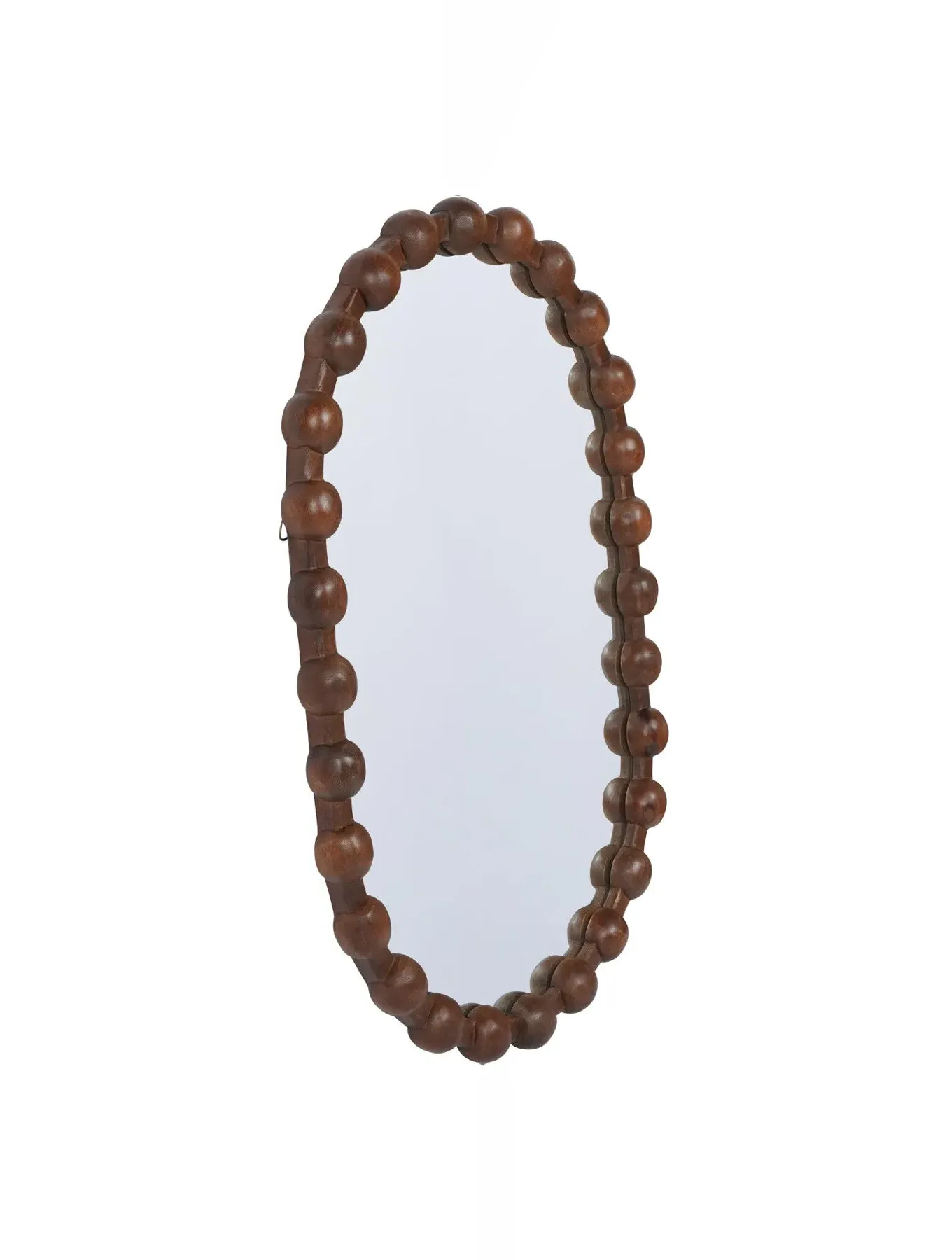 Oval Carved Mirror - Brown, Wood