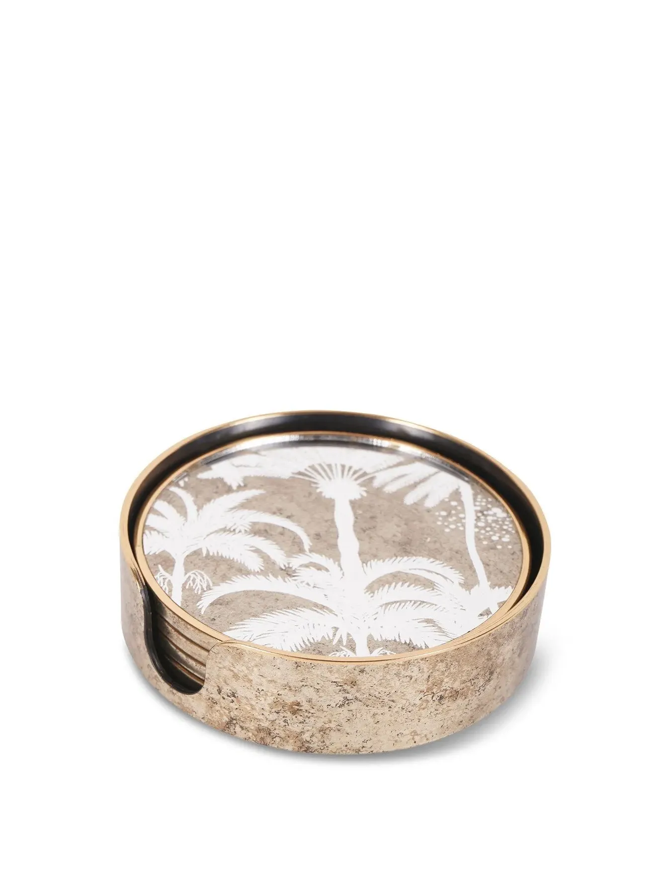 Round Coasters Set of 4 - Antique Gold, Mirror image
