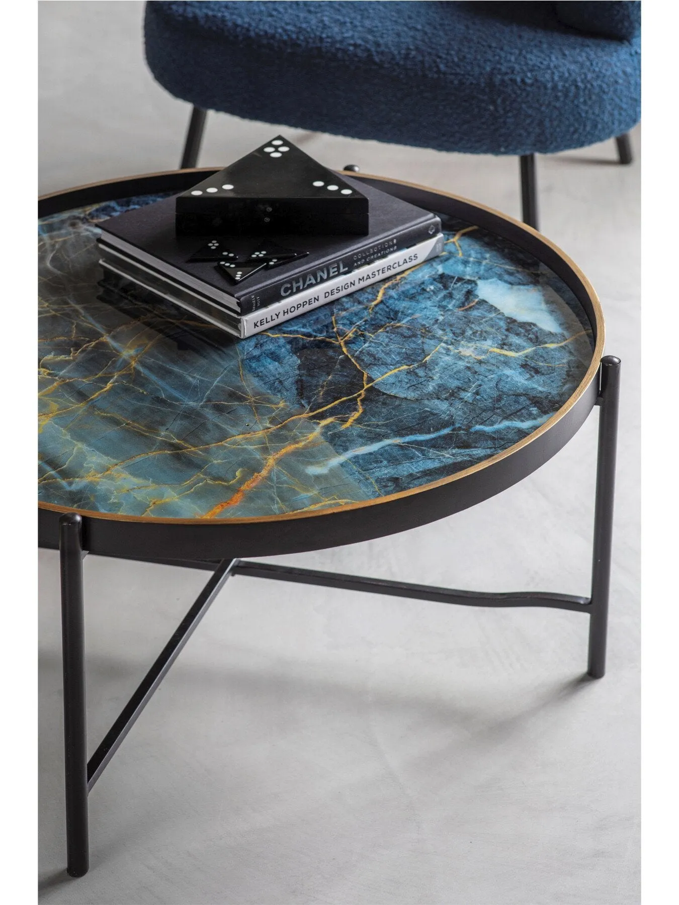 Round Coffee Tray Table - Black, Metal