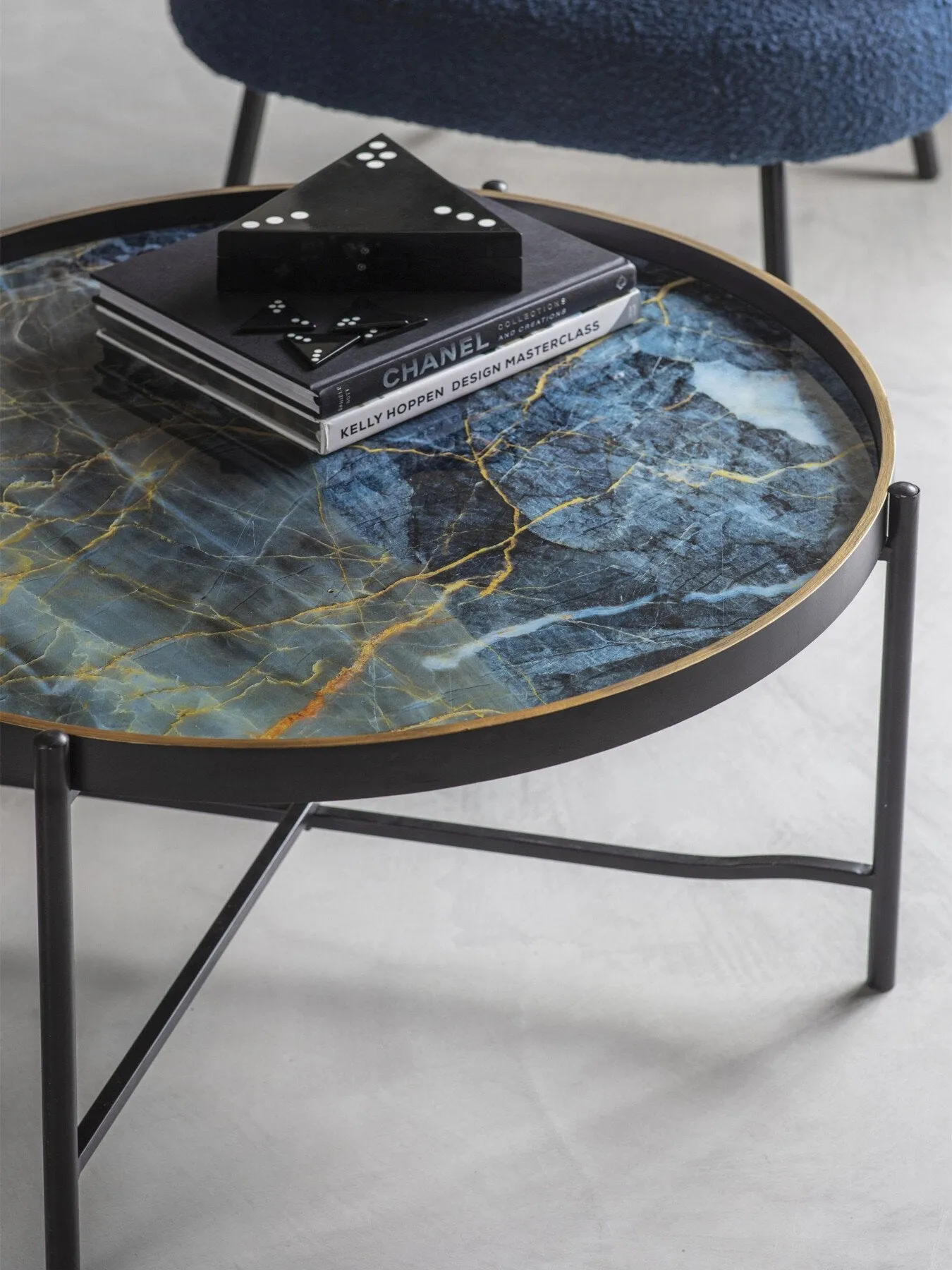 Round Coffee Tray Table - Black, Metal