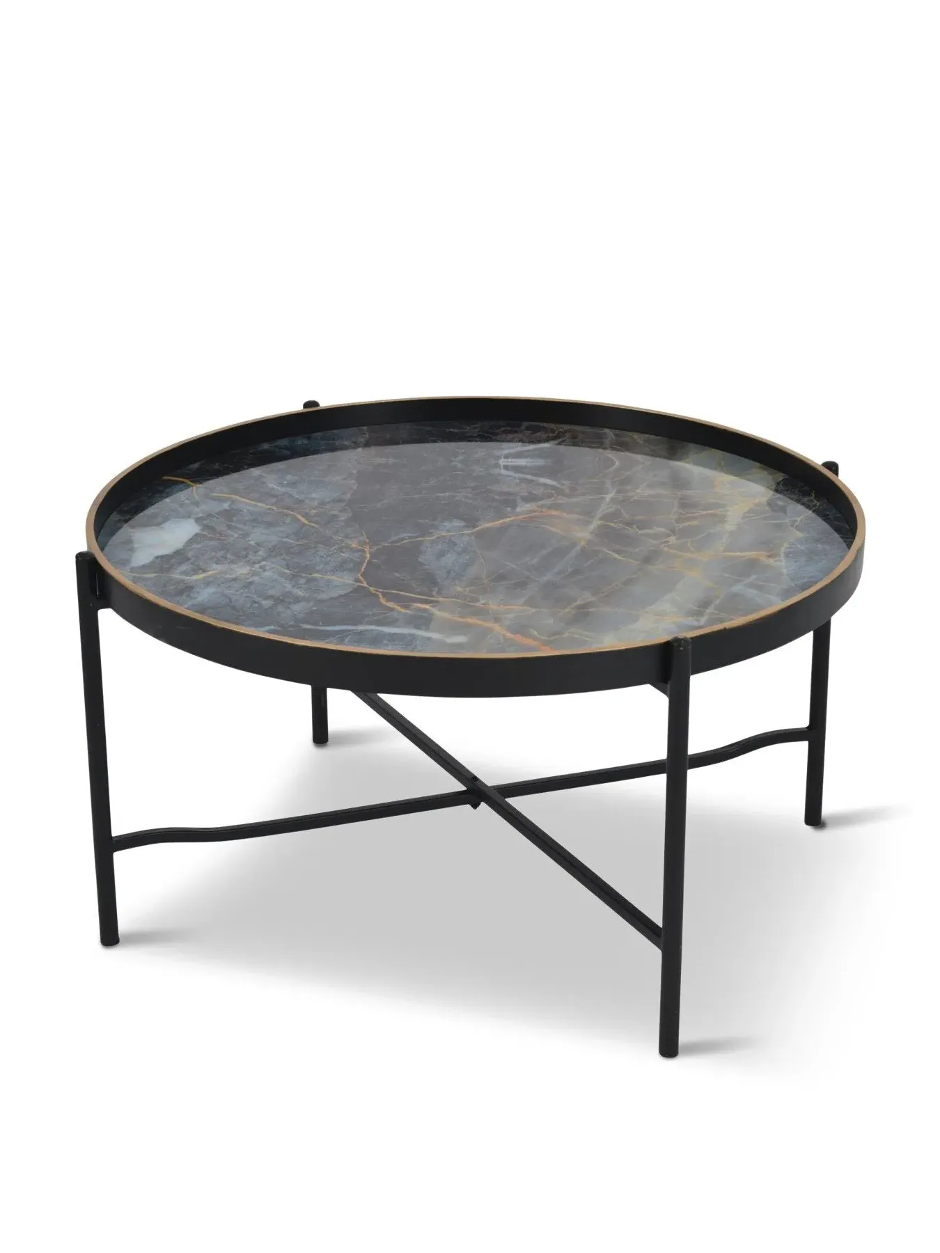 Round Coffee Tray Table - Black, Metal image