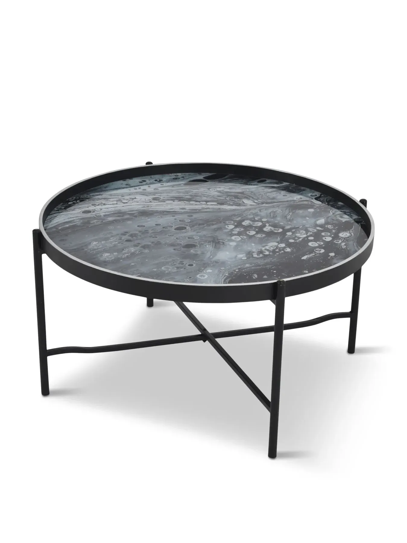 Round Coffee Tray Table with Storage - Silver image