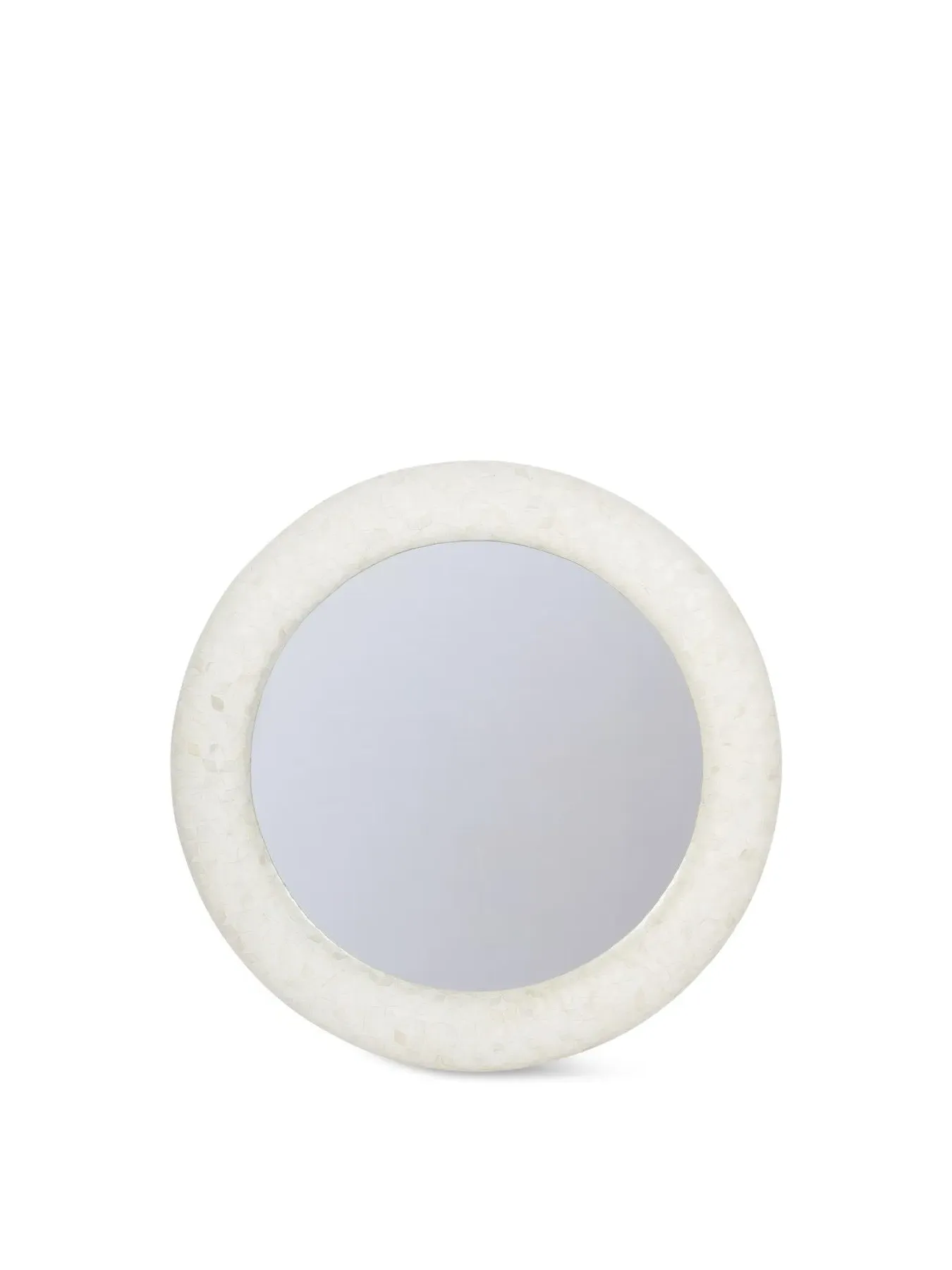 Round Mirror with Bone Inlay - White image