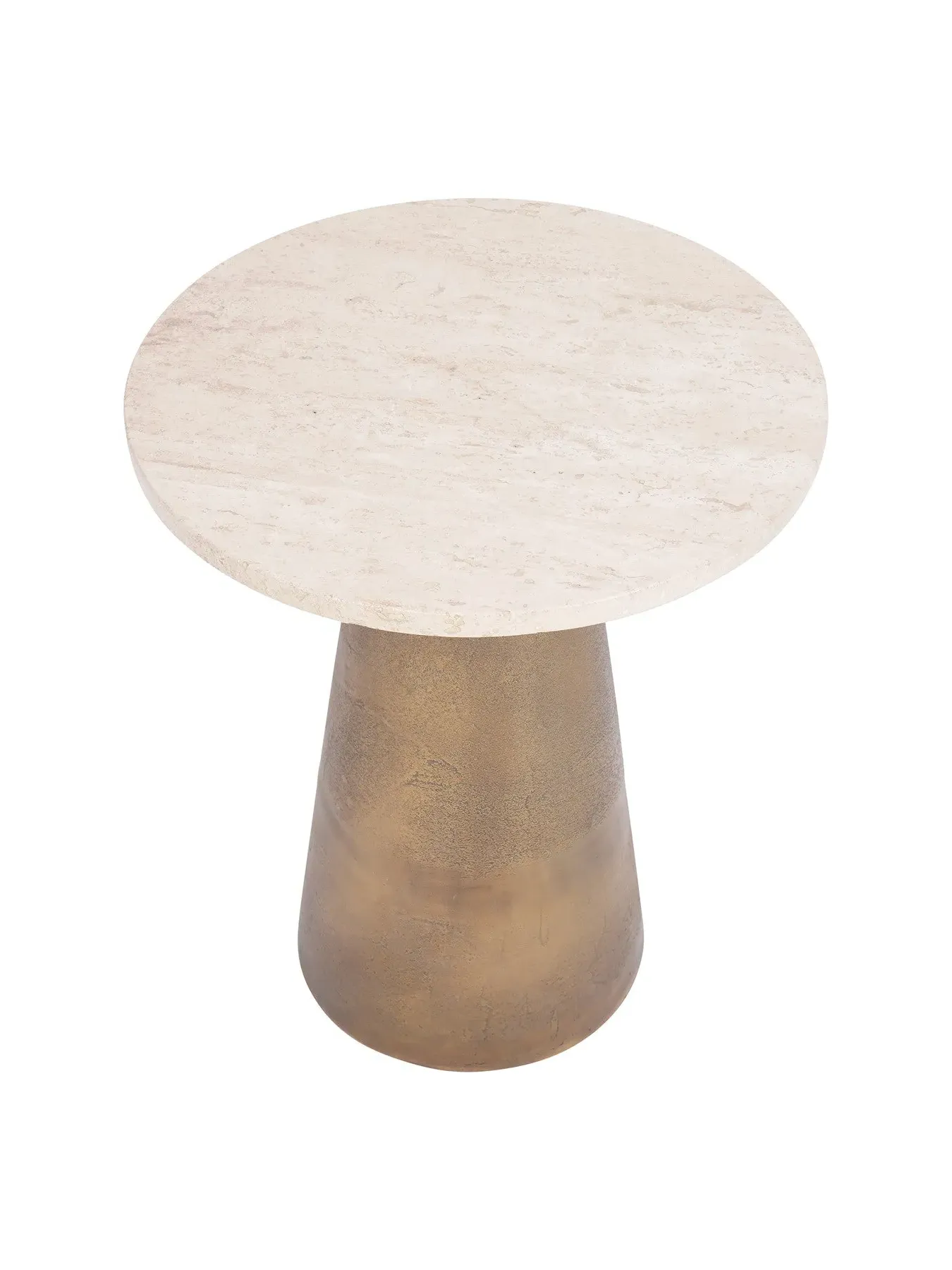 Round Side Table - Peach, Travertine