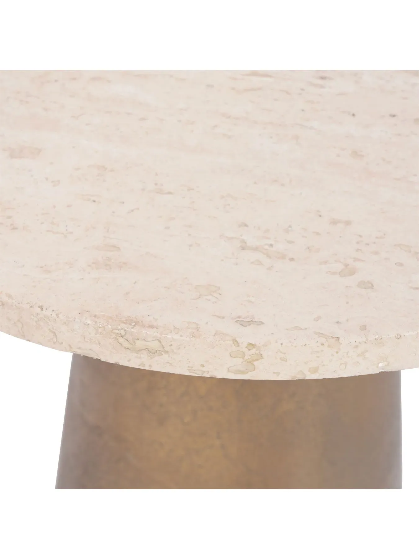 Round Side Table - Peach, Travertine