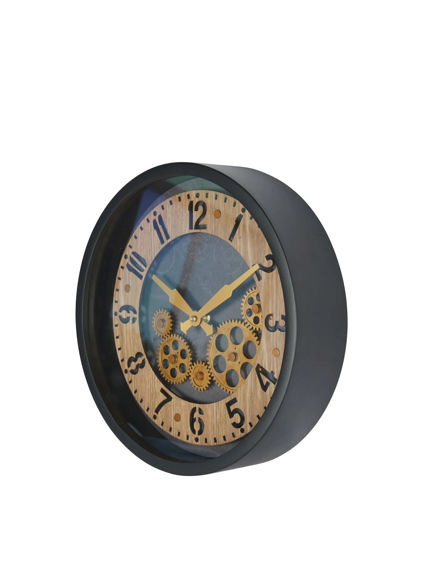 Round Wall Clock with Mini Dials - Black