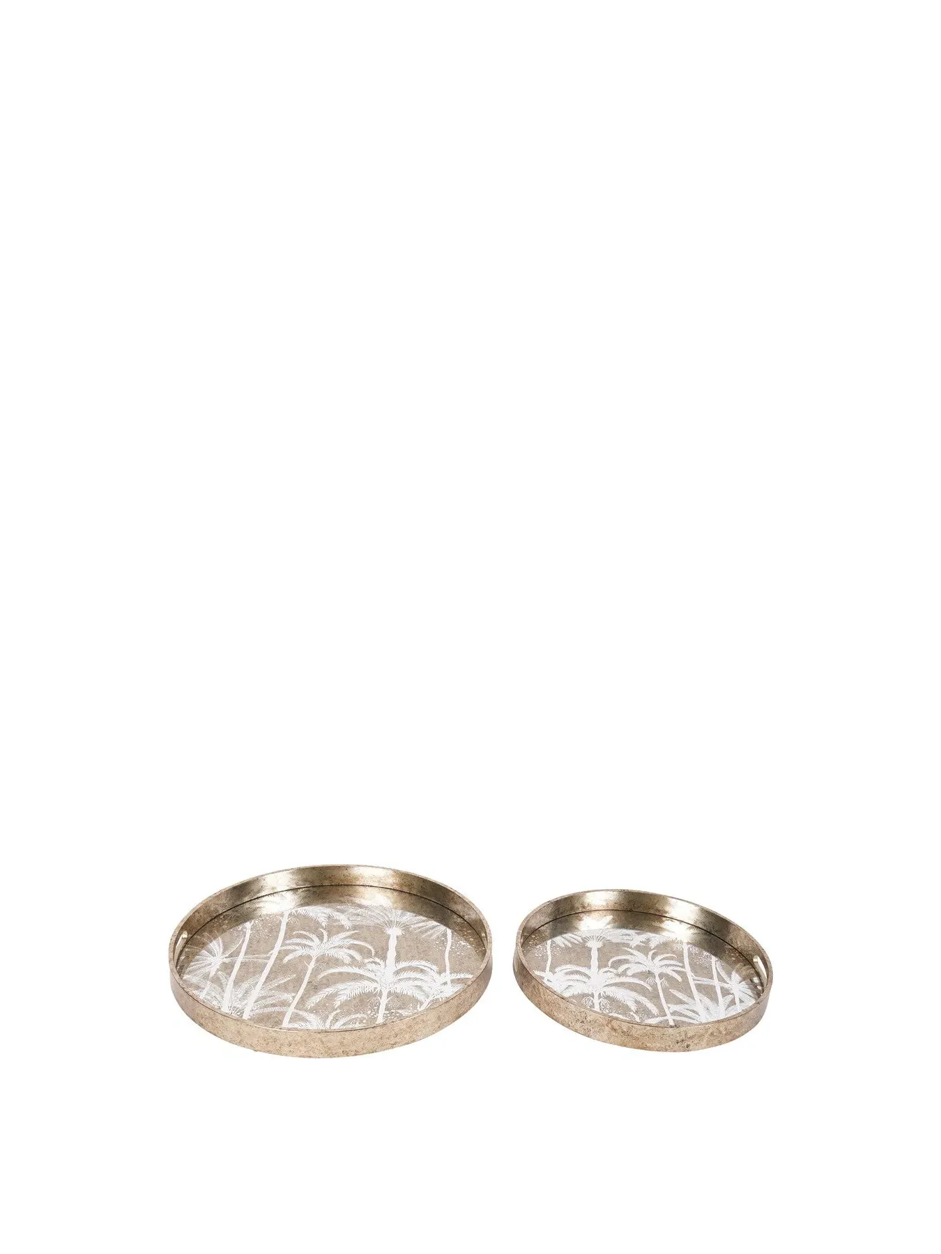 Set of 2 Decorative Trays - Antique Gold, Mirror