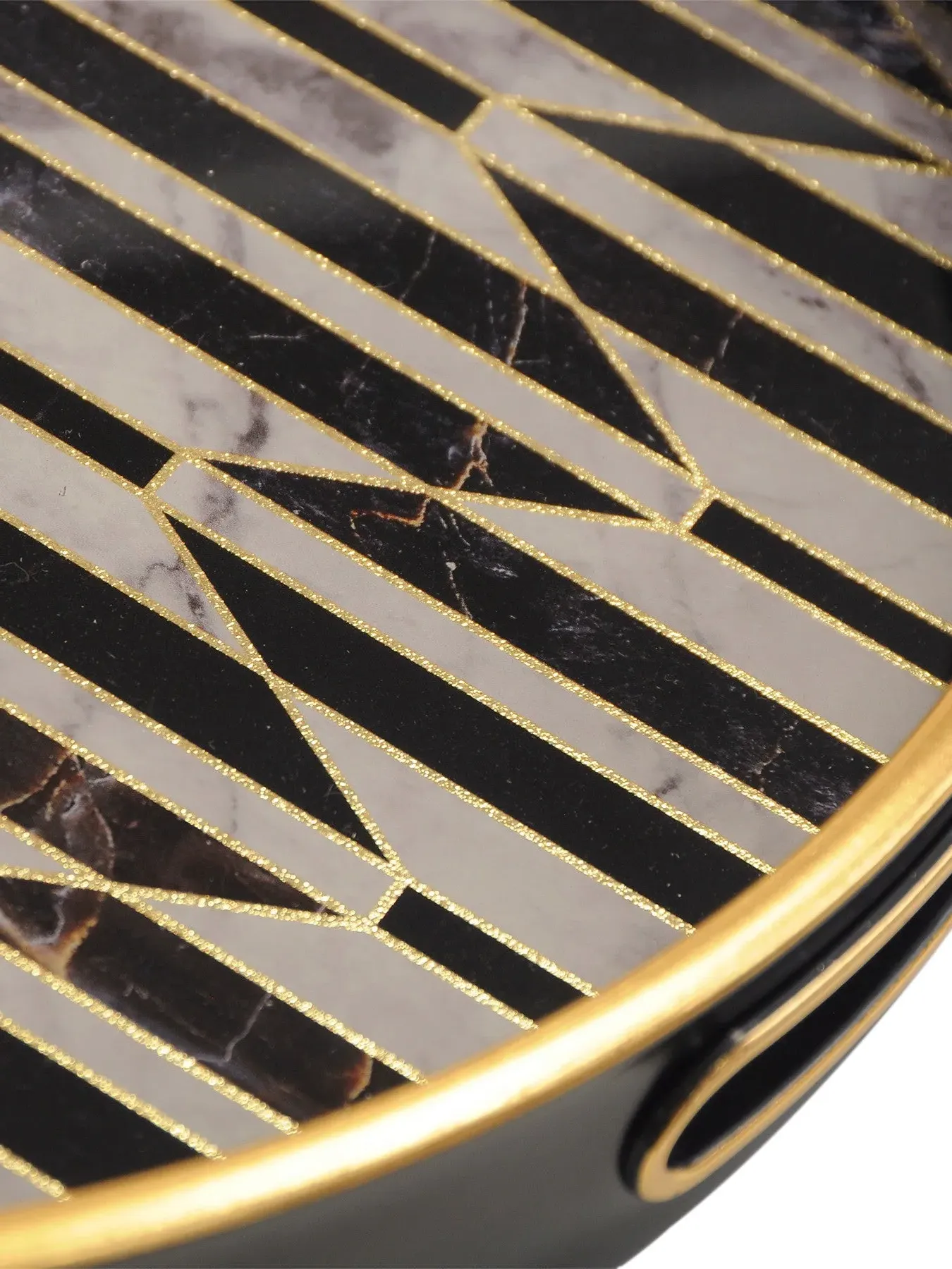 Set of 2 Geometric Pattern Decor - Black, Gold
