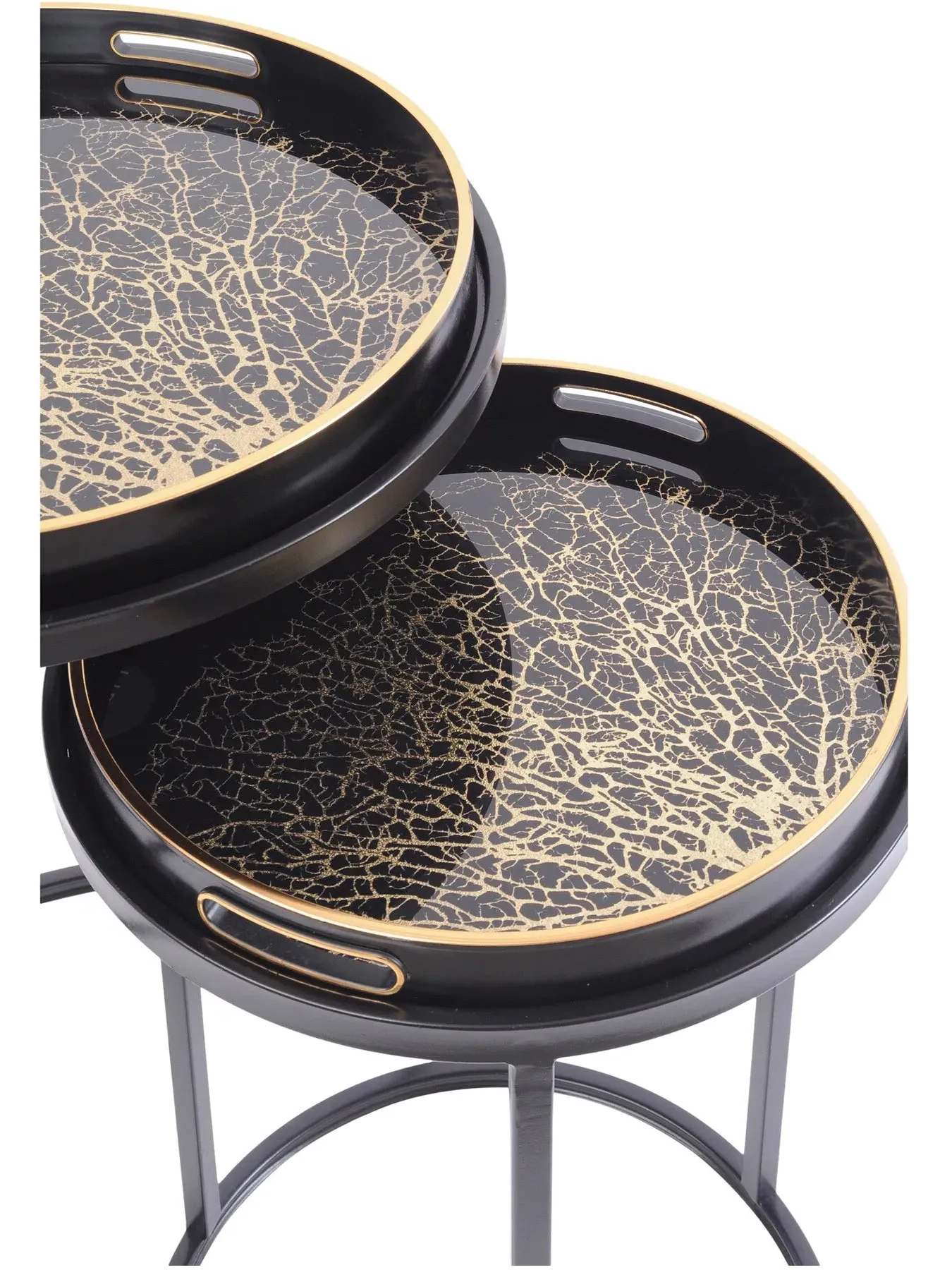 Set of 2 Side Tables Coral Design - Multi