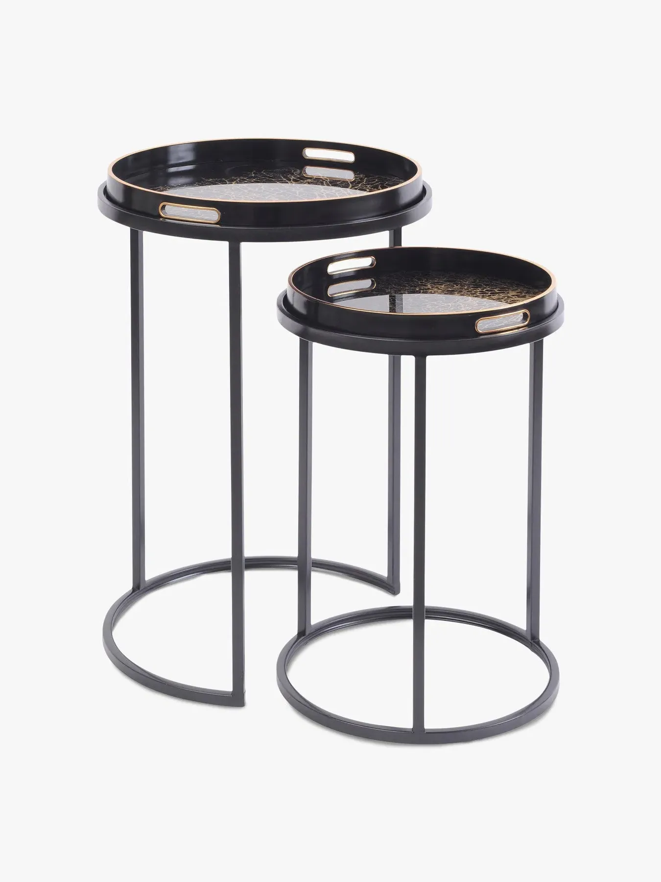 Set of 2 Side Tables Coral Design - Multi image