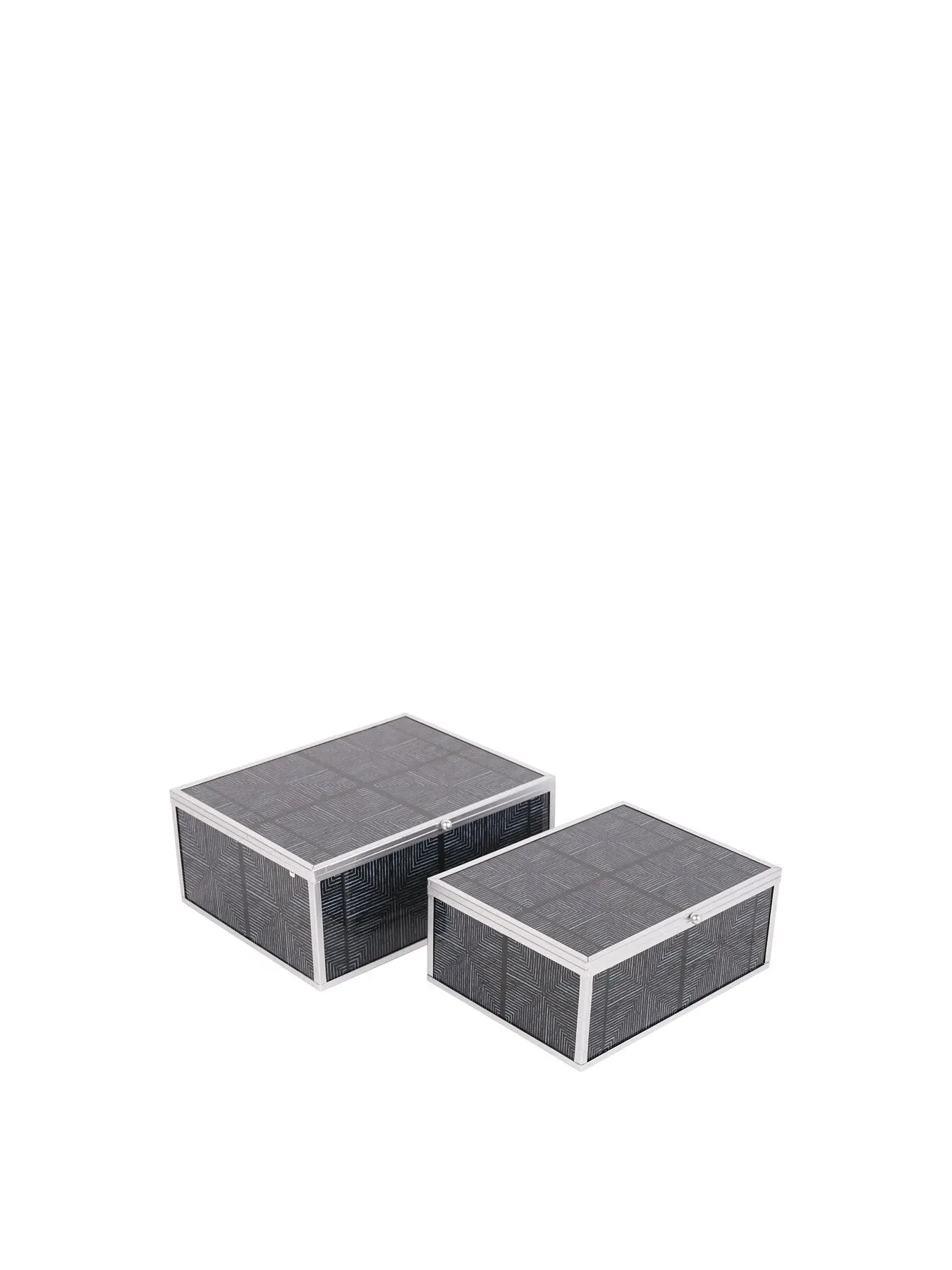 Set of 2 Storage Boxes Squares Pattern - Black