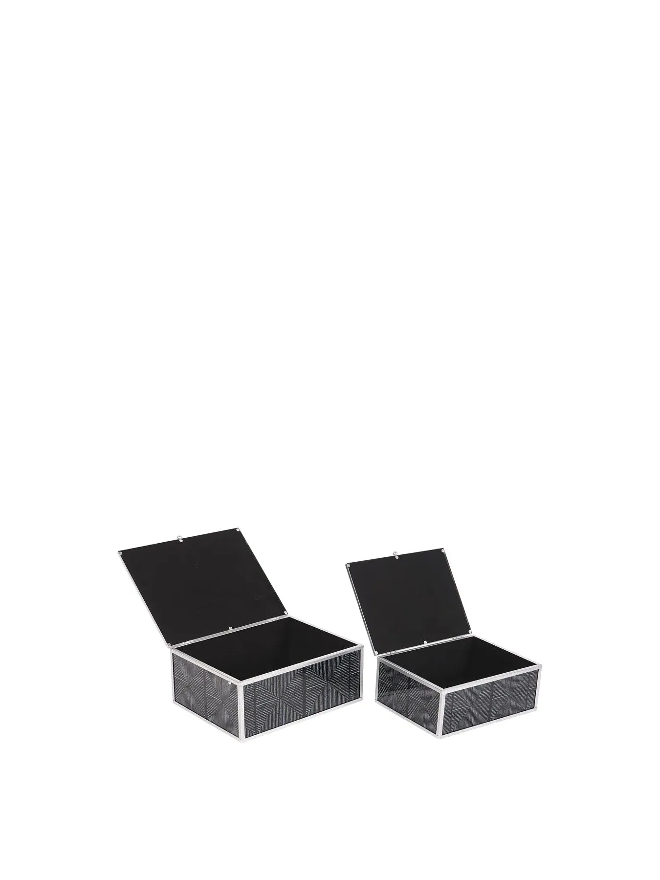 Set of 2 Storage Boxes Squares Pattern - Black