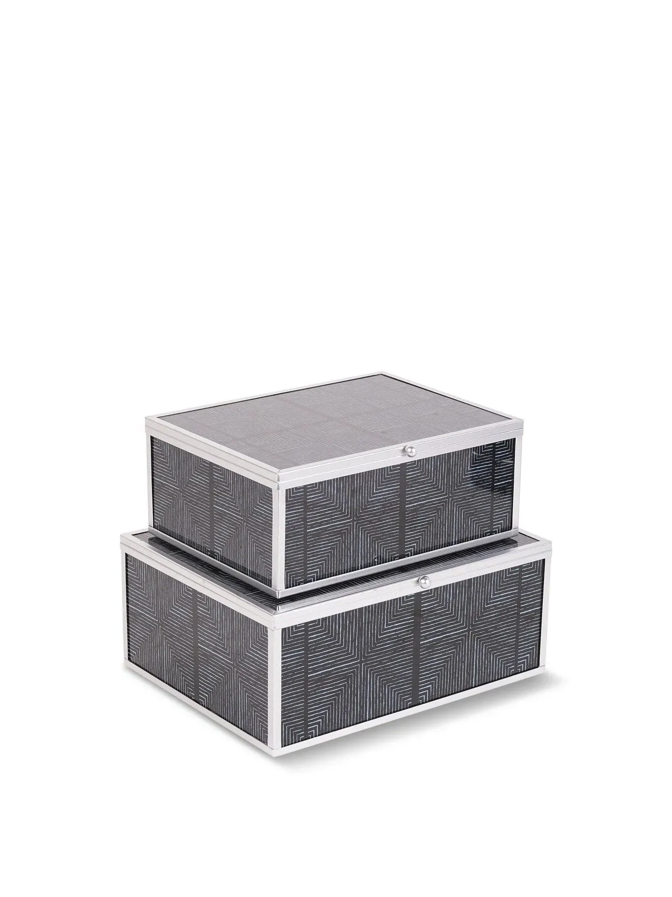 Set of 2 Storage Boxes Squares Pattern - Black image