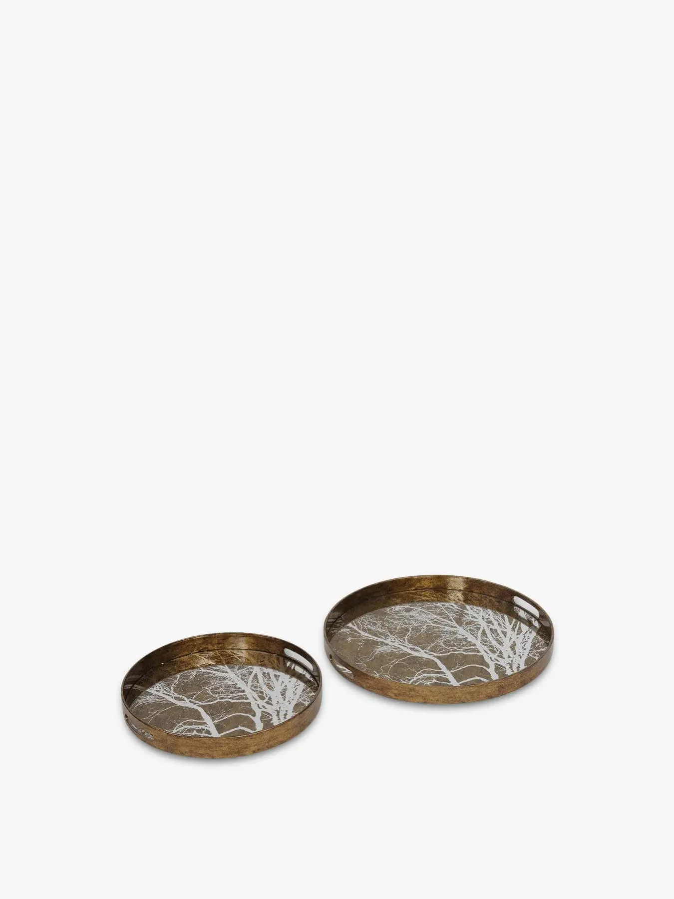 Set of 2 Tree Trays - Gold, Antique Finish image
