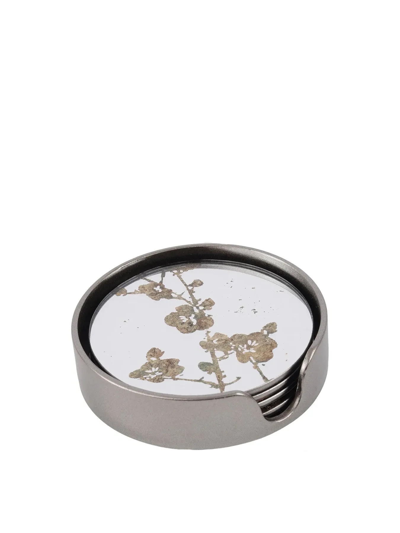 Set of 4 Blossom Coasters - Silver, Metal