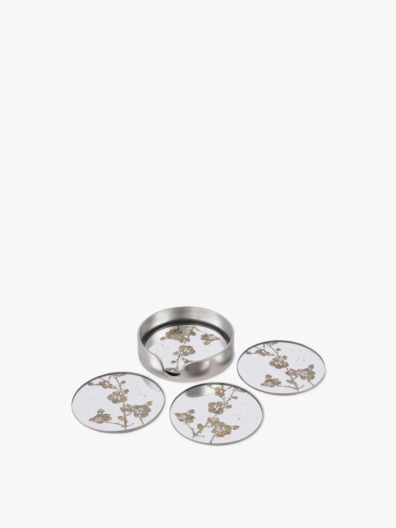 Set of 4 Blossom Coasters - Silver, Metal image