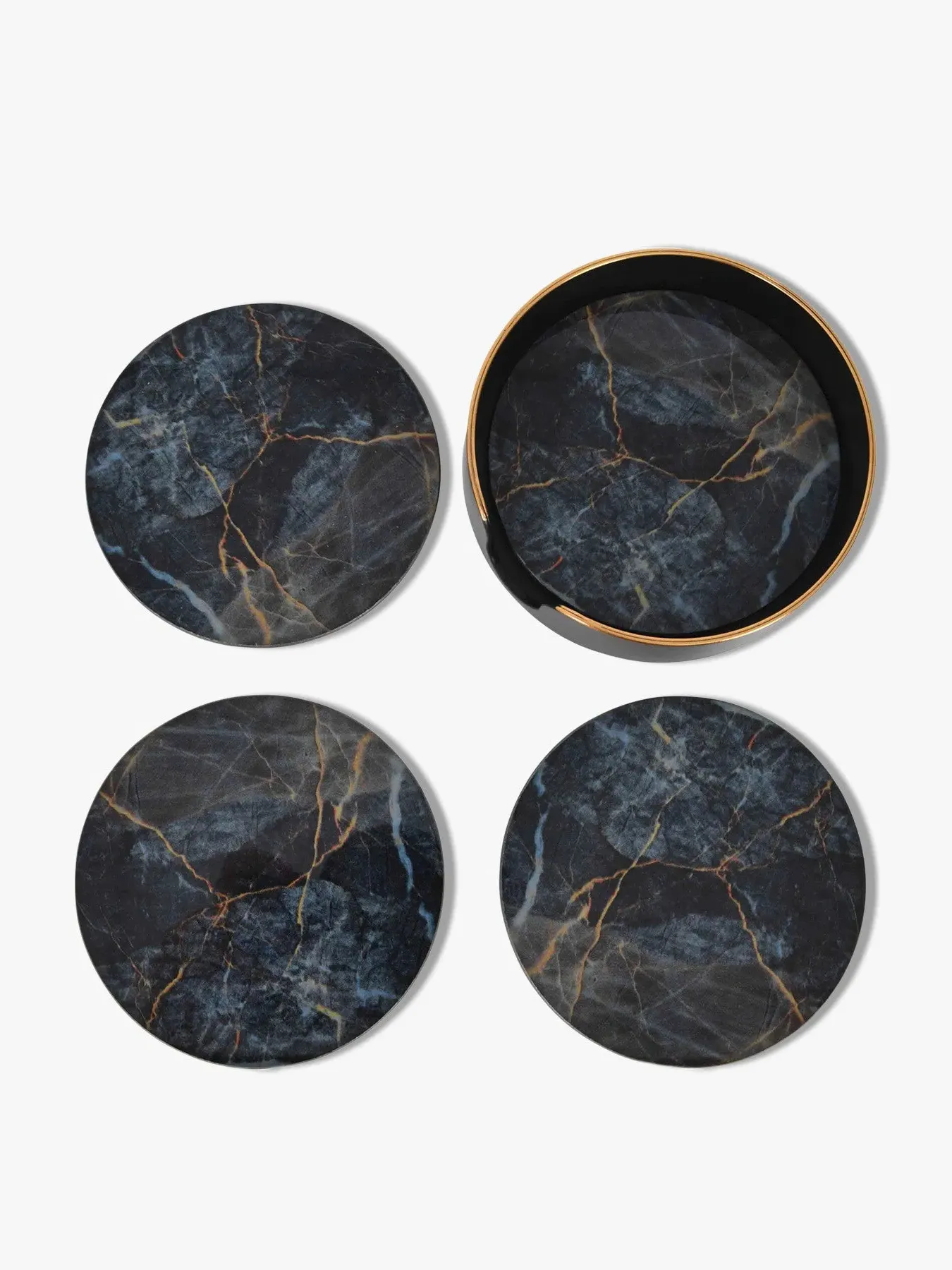 Set of 4 Coasters - Black Gold image