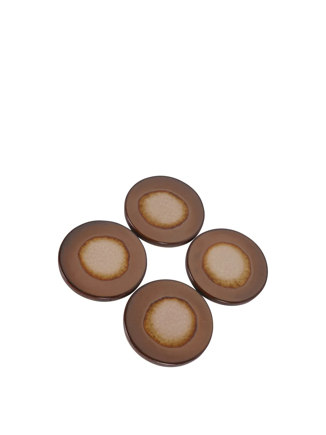Set of 4 Coasters Reactive Glazed - Brown, Ceramic