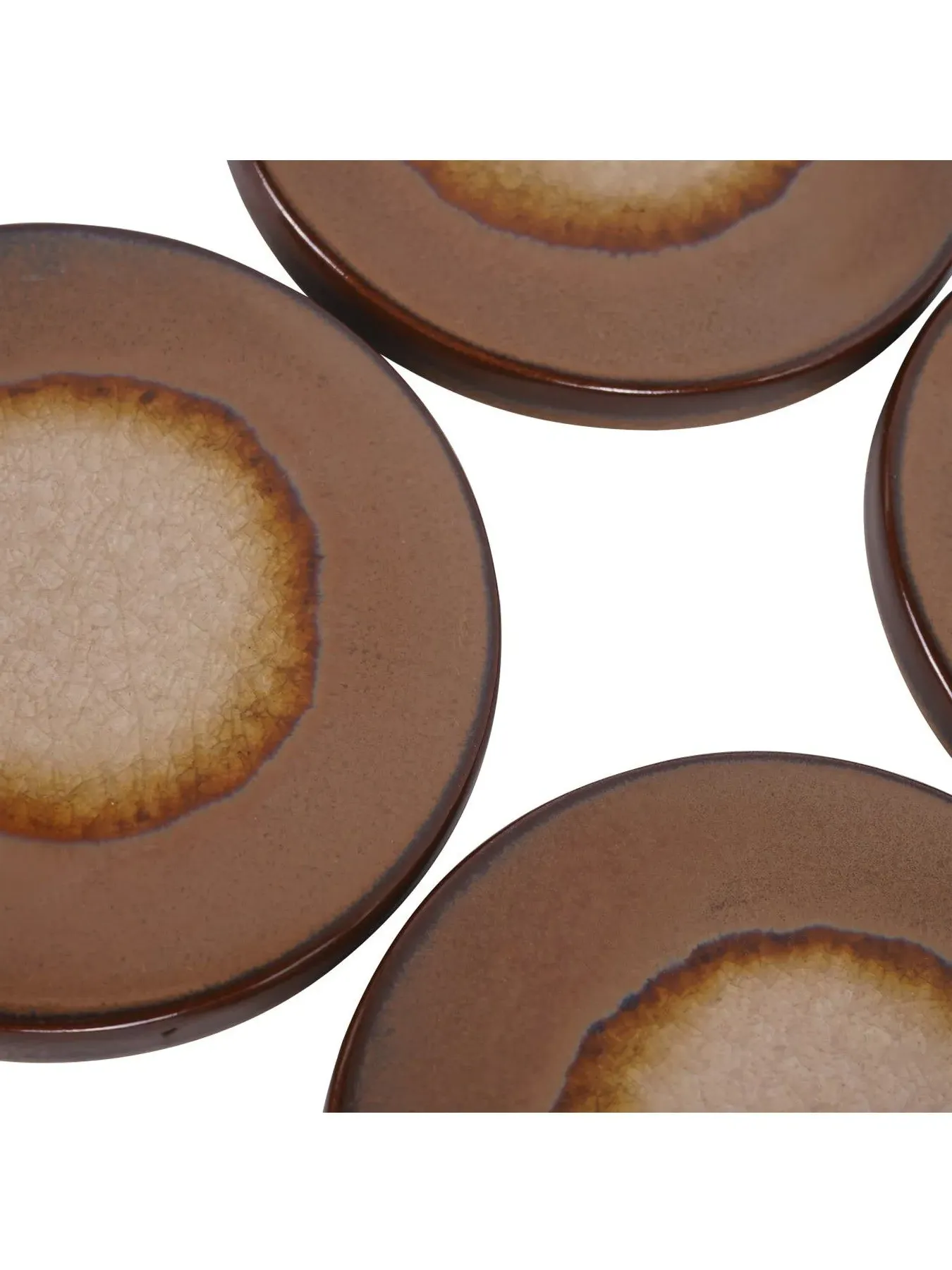 Set of 4 Coasters Reactive Glazed - Brown, Ceramic
