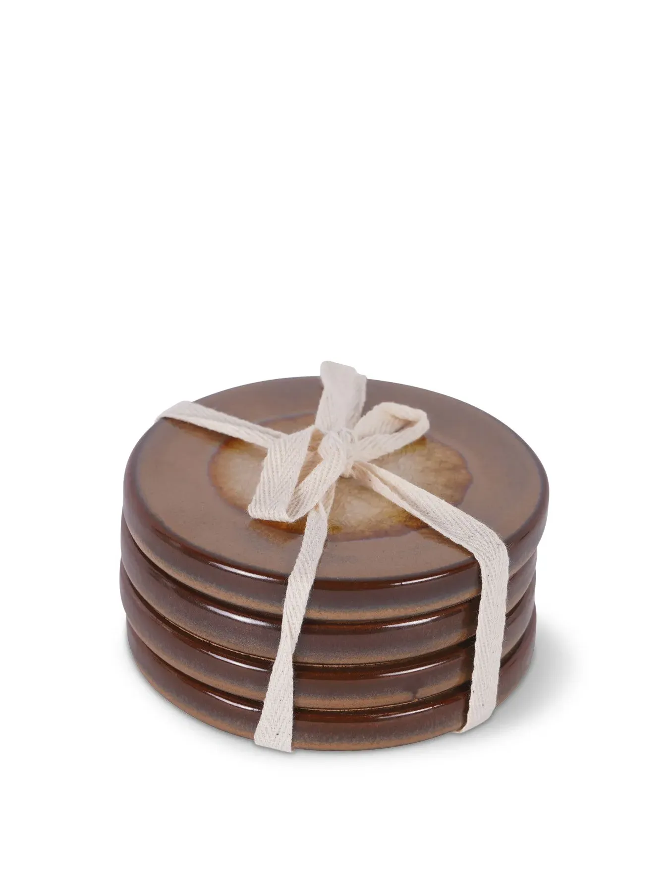 Set of 4 Coasters Reactive Glazed - Brown, Ceramic image