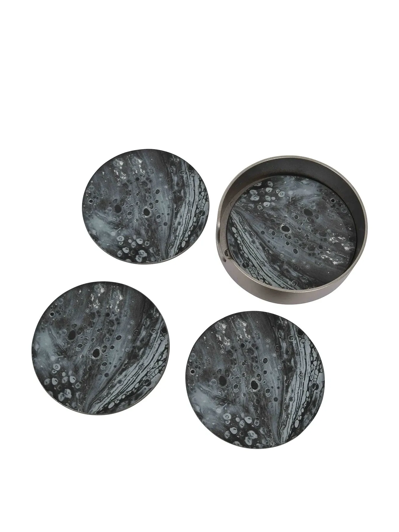 Set of 4 Swirl Coasters - Monochrome