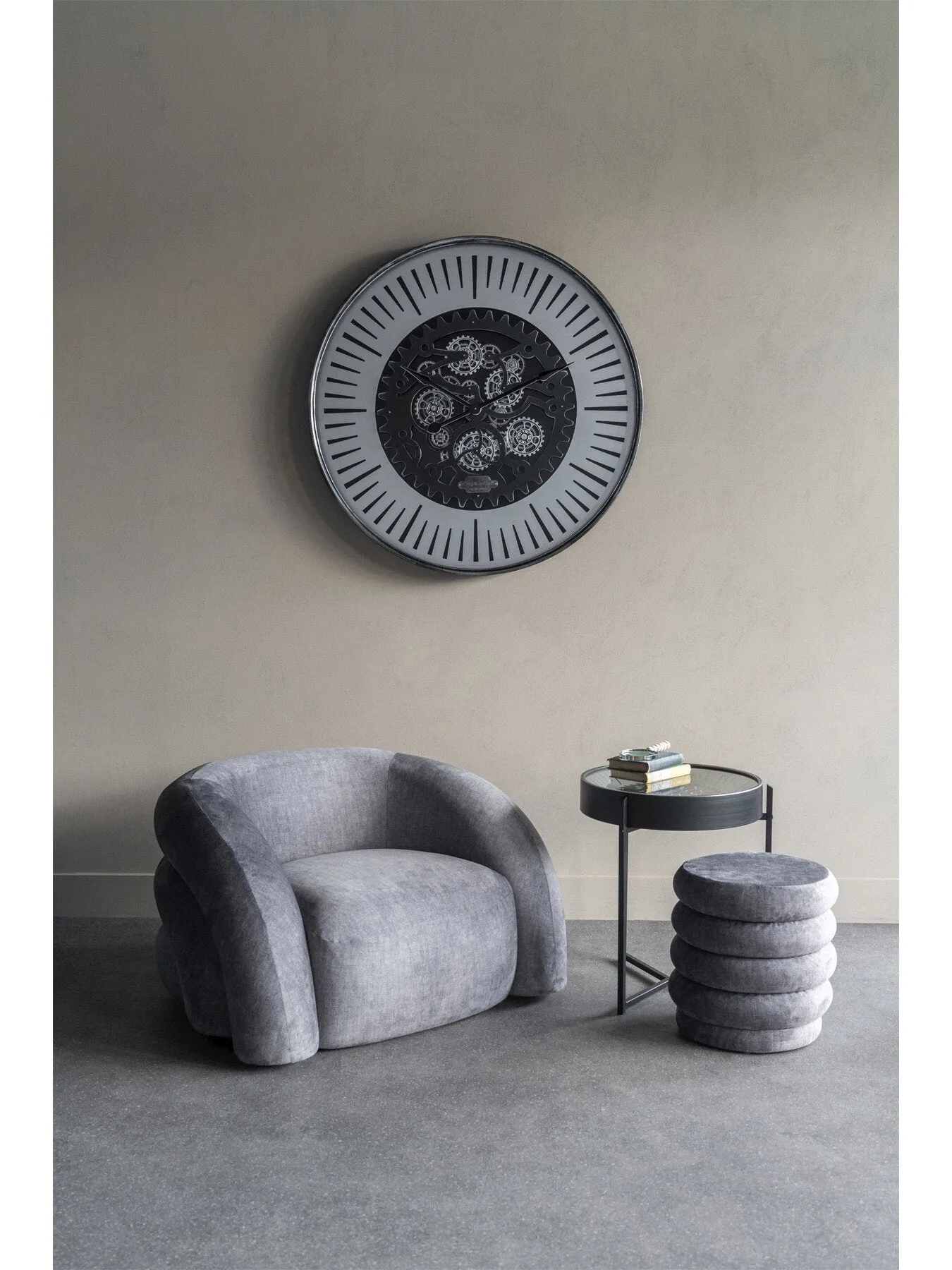 Side Table Clock with Moving Dials - Black Nickel