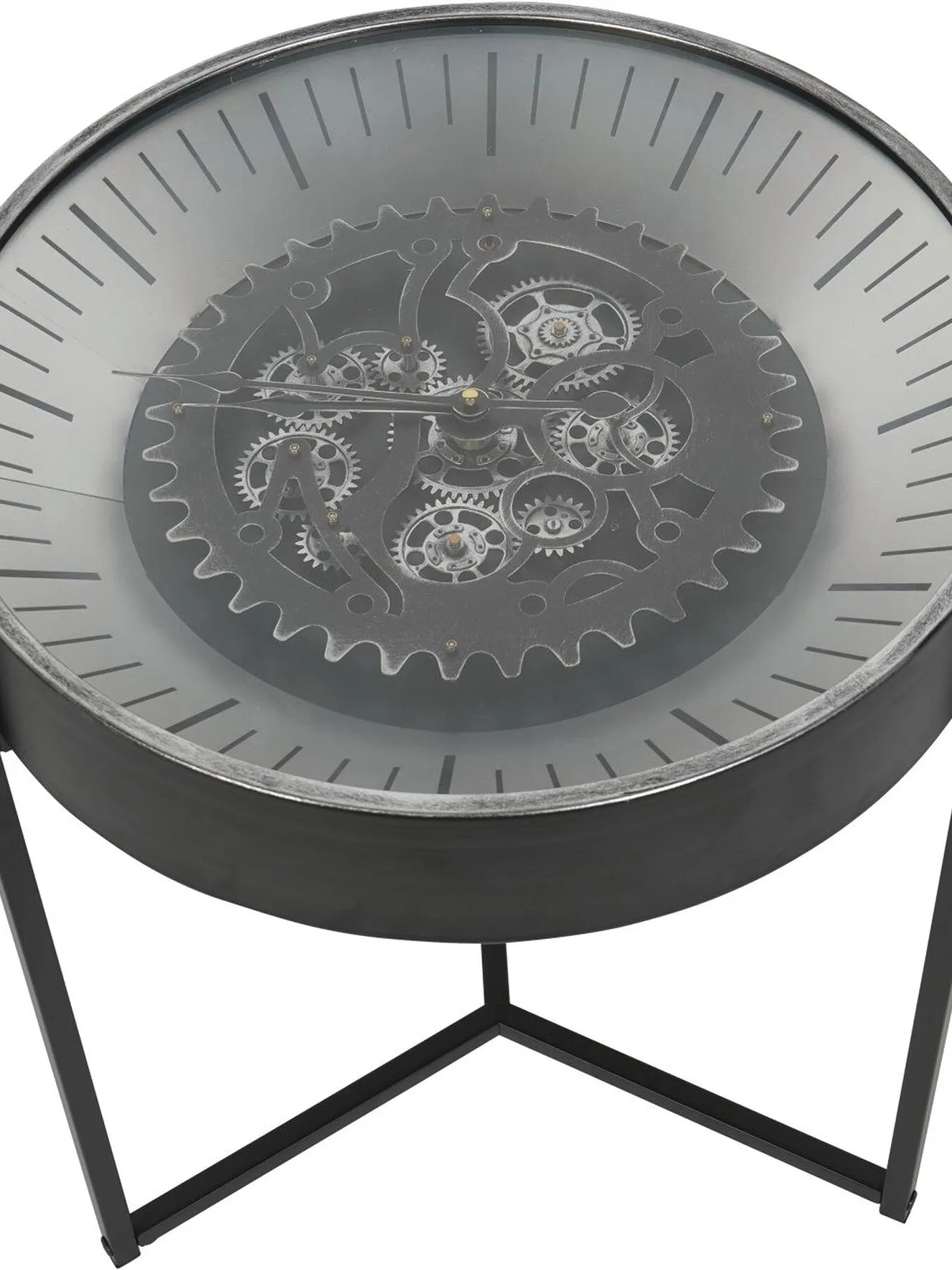 Side Table Clock with Moving Dials - Black Nickel