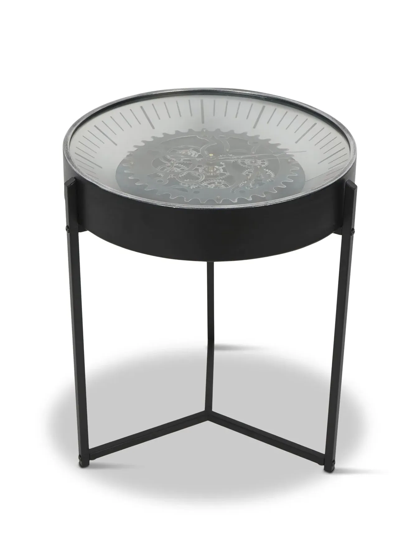Side Table Clock with Moving Dials - Black Nickel image