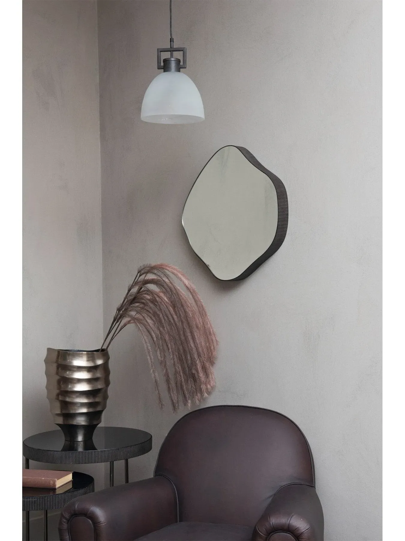 Small Framed Mirror - Brown, Oak Wood