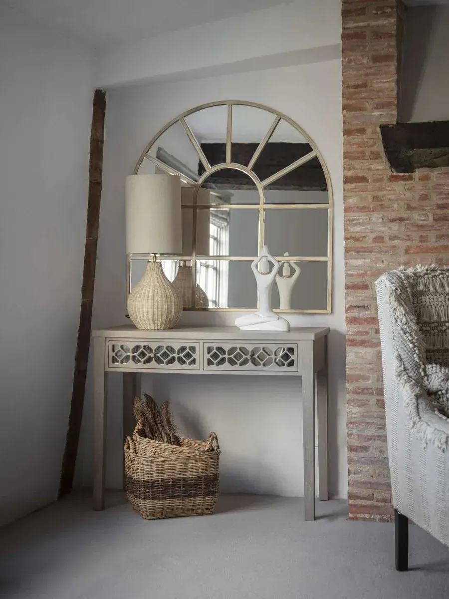 Small Table Lamp with Drum Shade - Natural, Rattan