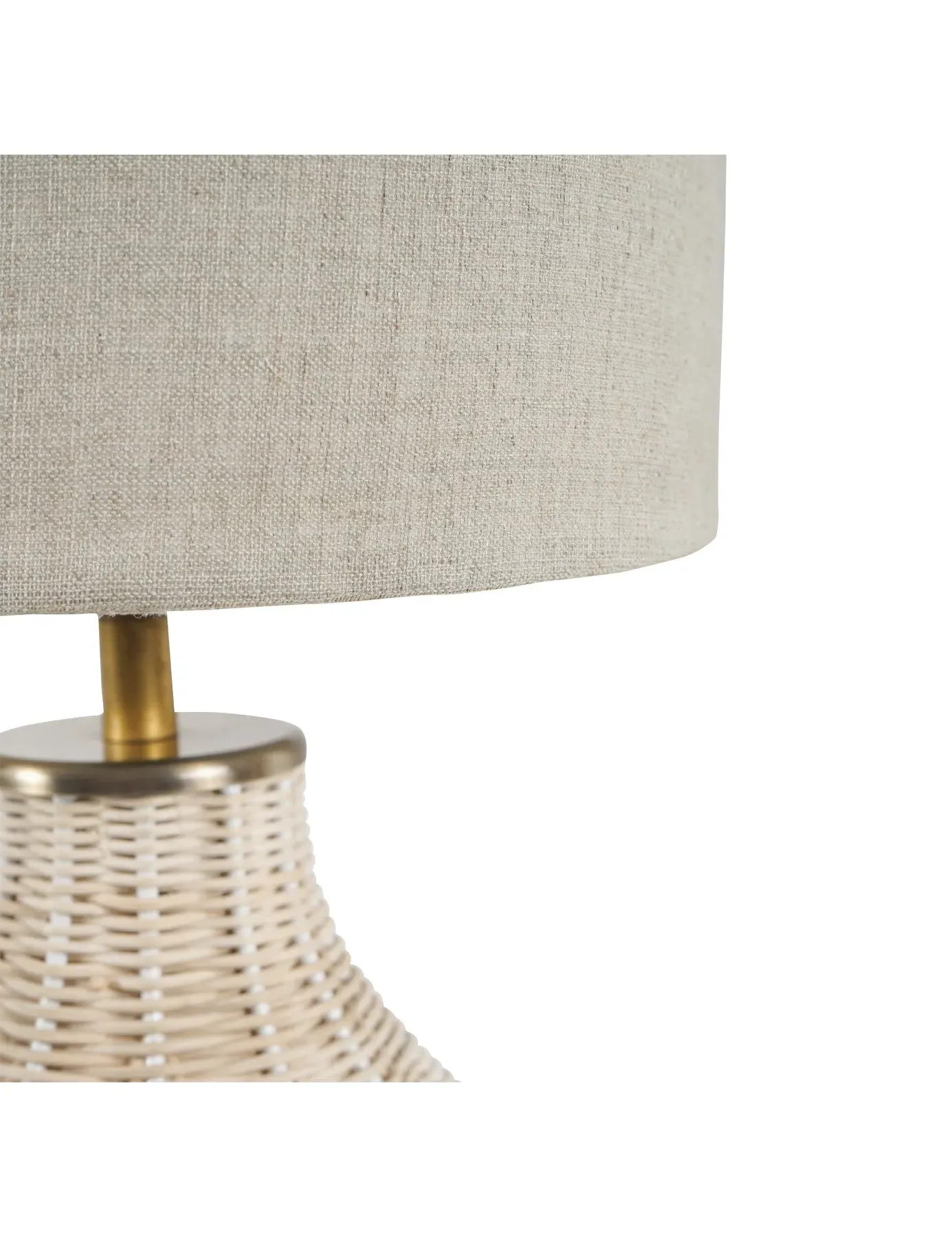 Small Table Lamp with Drum Shade - Natural, Rattan