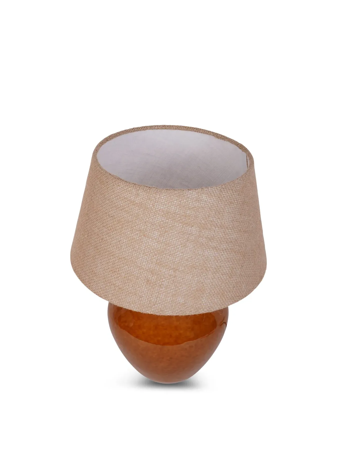 Small Table Lamp with Hessian Shade - Brown, Ceramic image