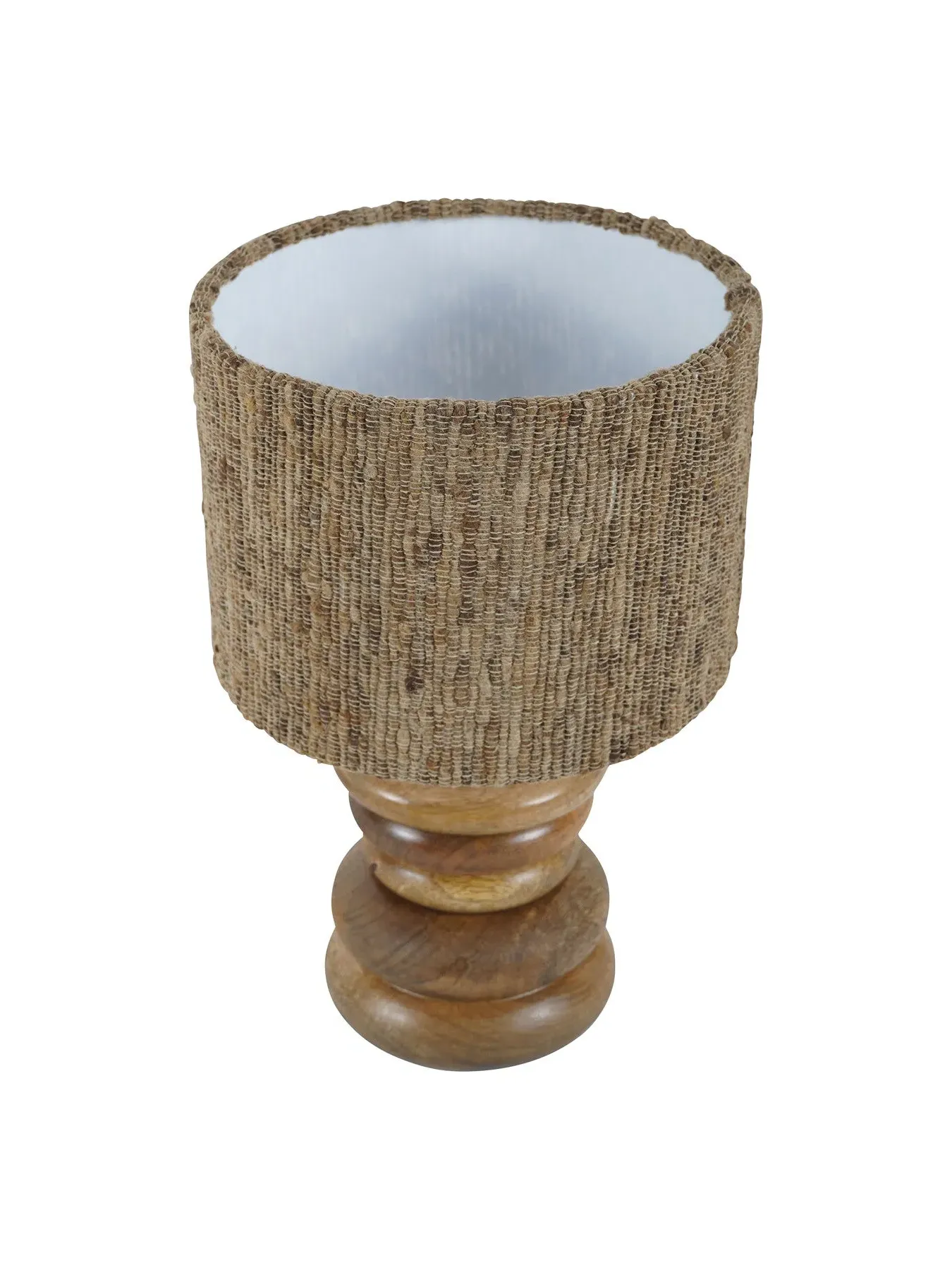 Small Table Lamp with Silk Jute Shade - Natural, Wood